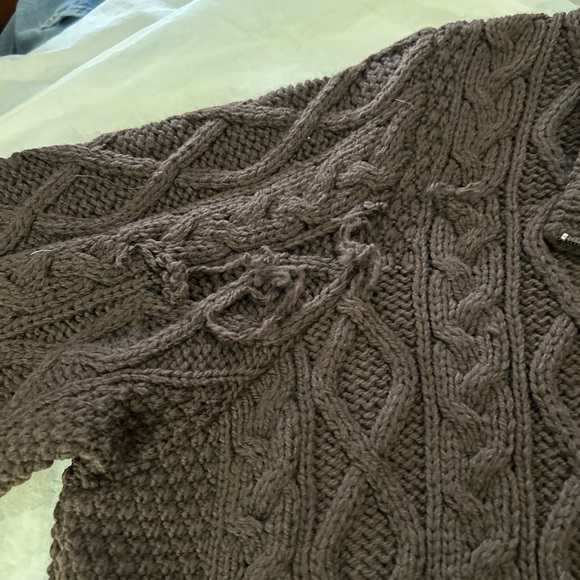 NEW flawed ARAN CRAFTS Merino Wool Cable Knit Zip Up Cardigan Sweater XXL - Picture 6 of 10